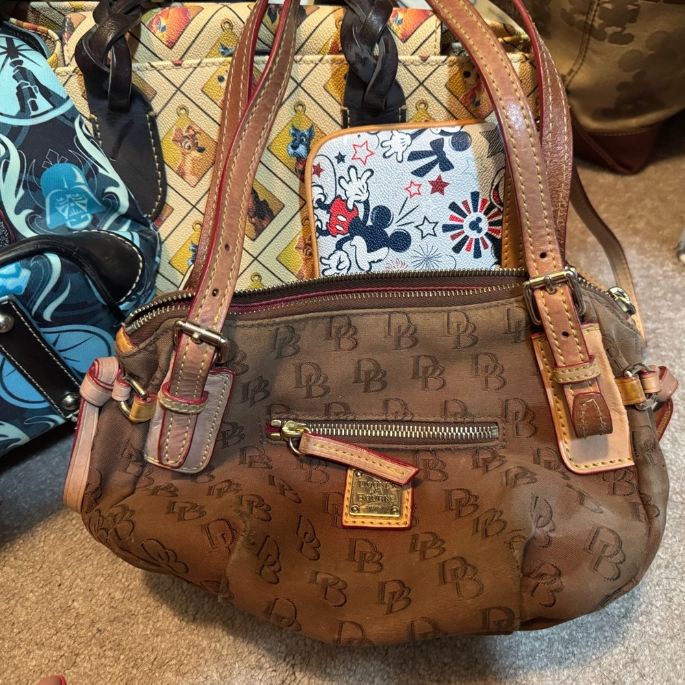 Dooney & Bourke Brown Monogram Leather Shoulder Bag